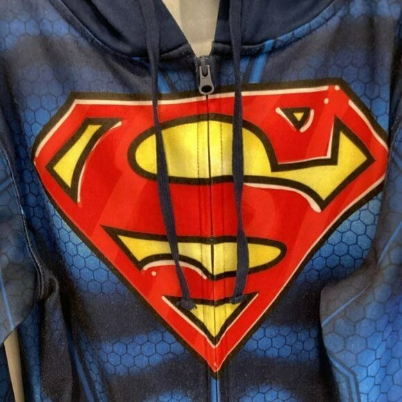 D C Comics Superman Unisex Full Zip Hoodie Sweatshirt Sz Men's Small Superheroes - Picture 4 of 10